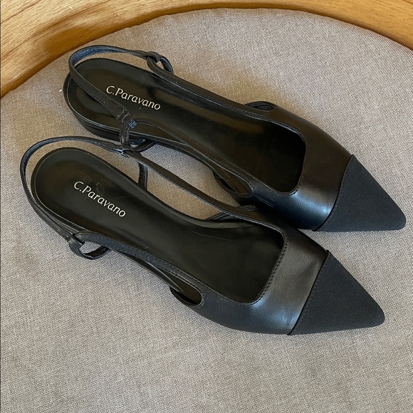 C. Paravano Black Slingback Flats - Picture 3 of 9